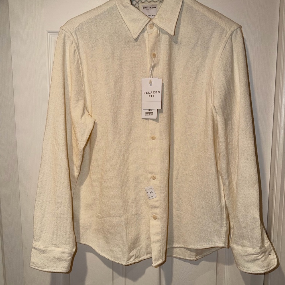 Denim & Flower Ricky Singh Cream Linen Button Down Shirt